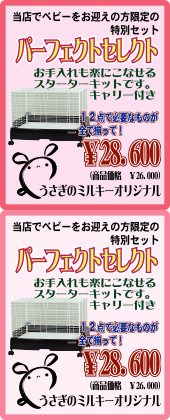 パーフェクトセットも仲間入り！うさぎのミルキーオリジナル「スターターキット」
